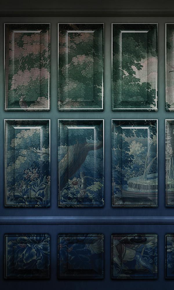 Sample of Blue Vintage Faux Art Panels M9496