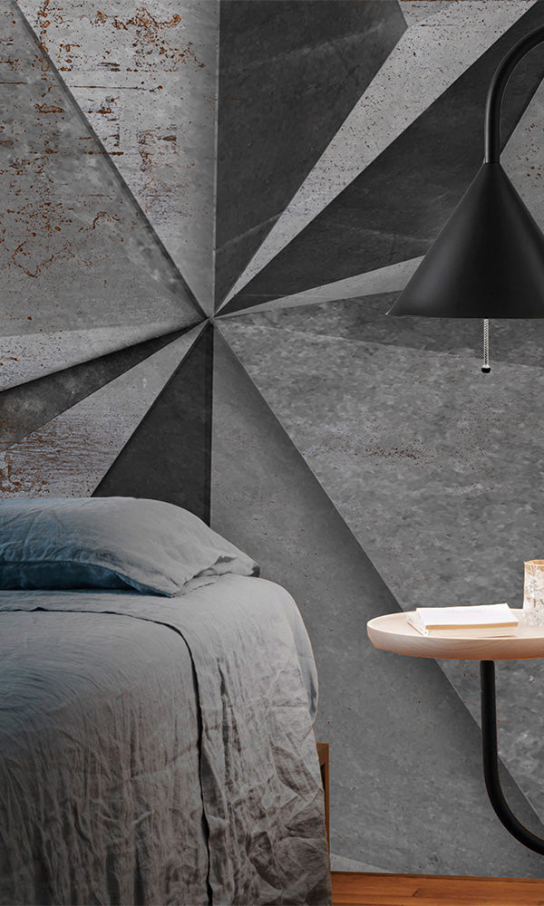 Antique Grey Angular Geometric Wall Mural Wallpaper M9932 for Home Office