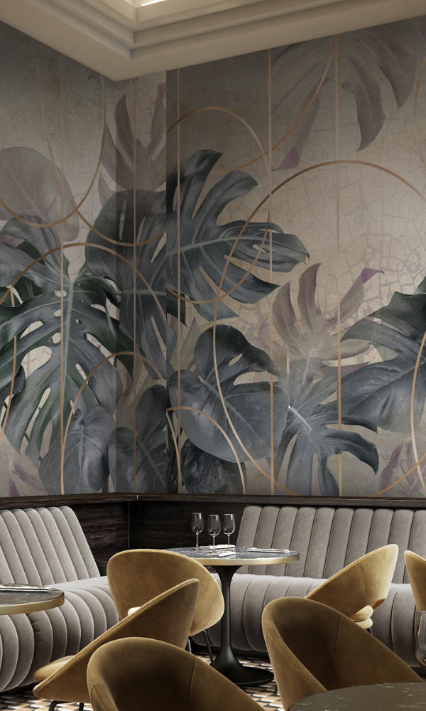 Bold Green Tropical Leaves Wall Art Mural M9968 - Sample