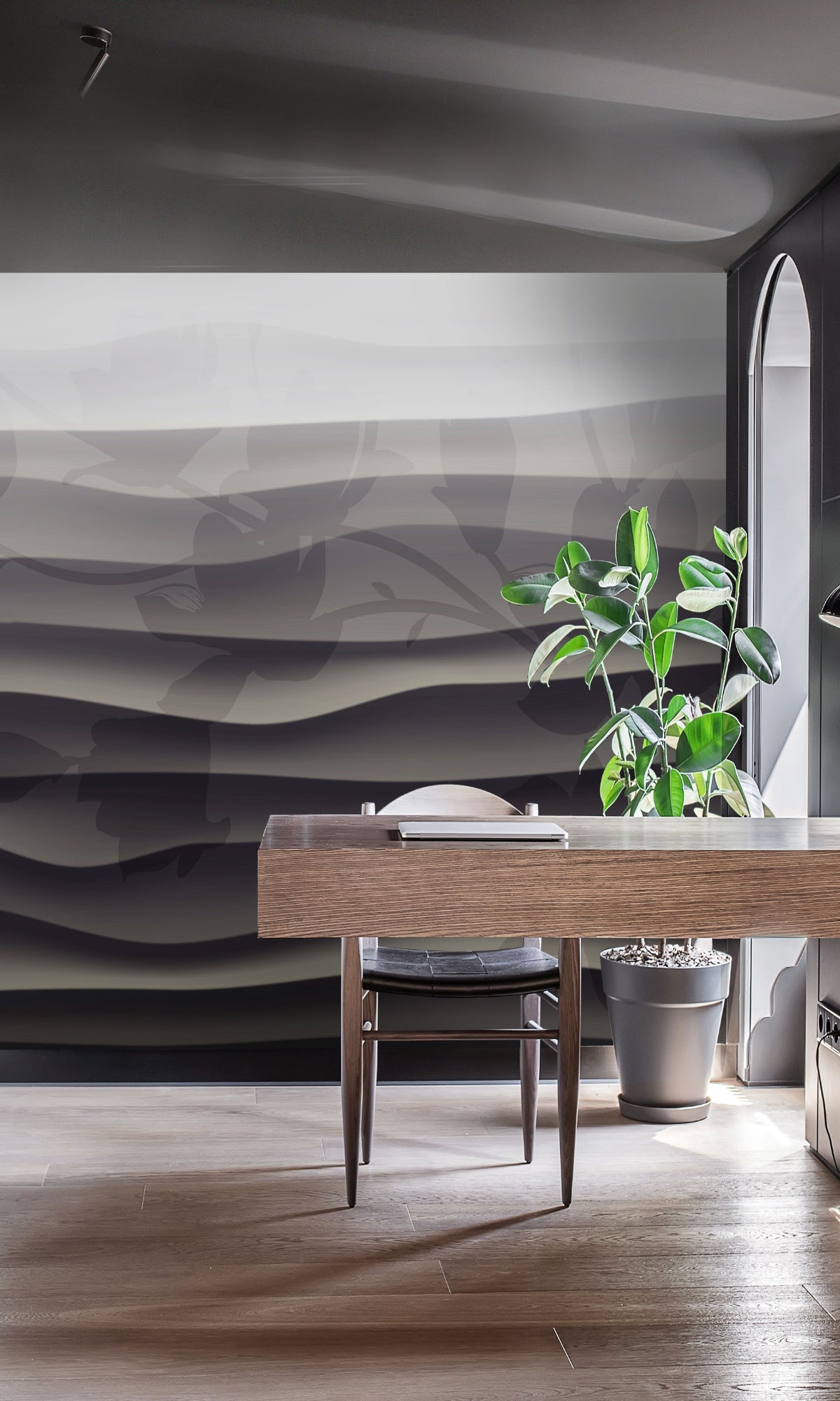 Stunning Black and White Abstract Marble Texture Inkscape Mural Wallpaper M1389