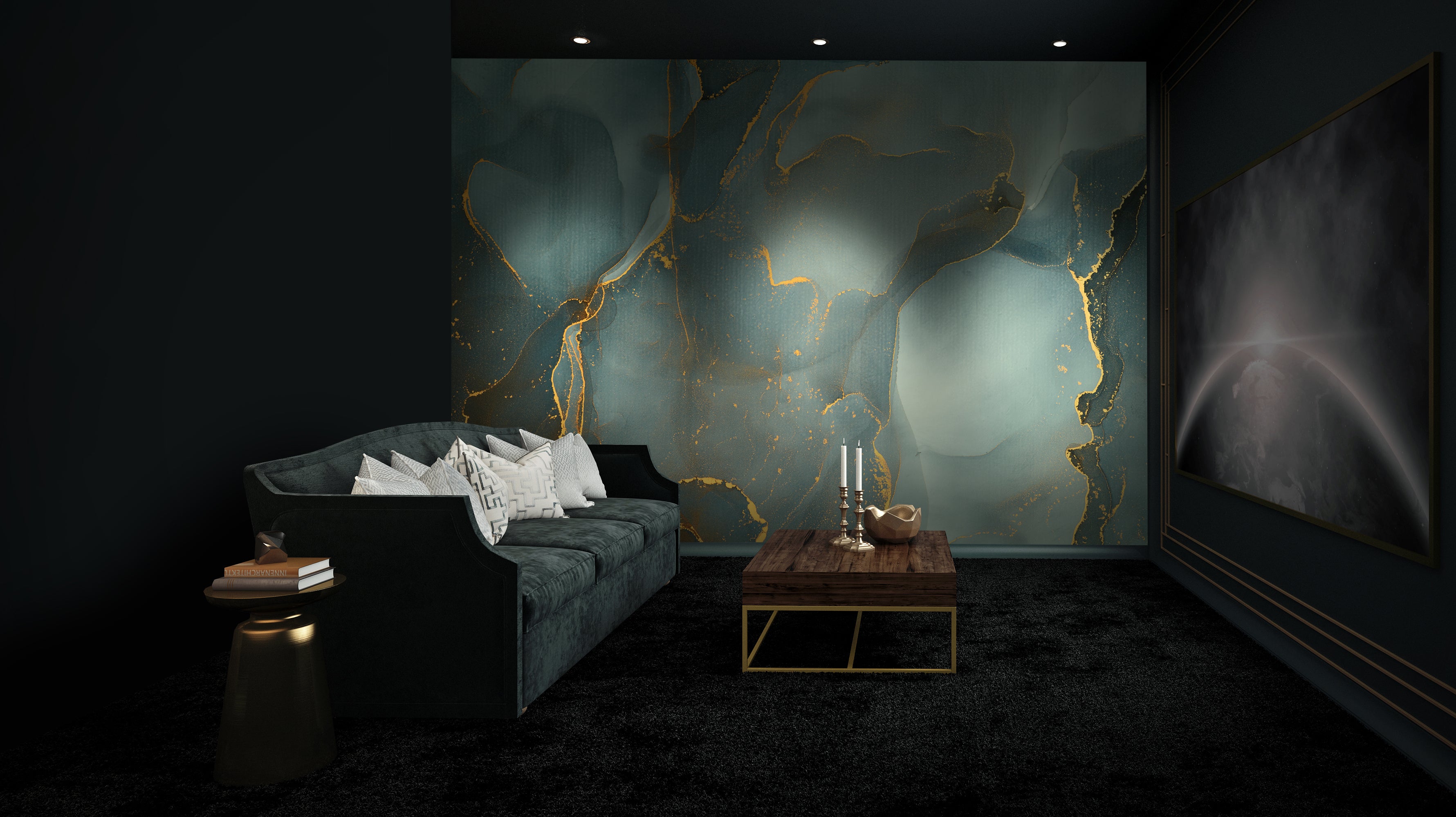 Exquisite Handmade Neutral Natural Marble Effect Mural Wallpaper M1356