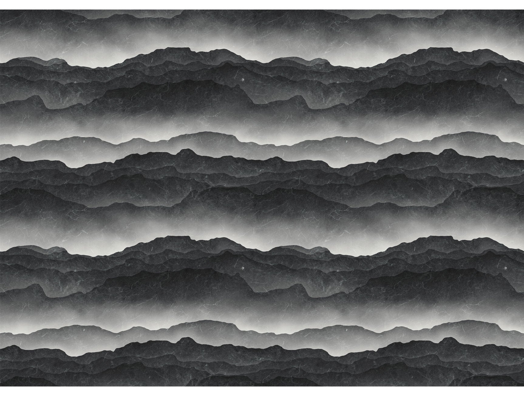 Stunning Black, White and Gray Fading Mountain Scenery Mural Wallpaper - M1385