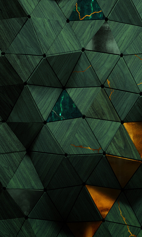 Stunning Green Buckled Wall Wallpaper Mural M9864