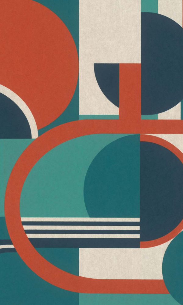 Red & Emerald Capsicum Geometric Modern Painting Wallpaper R7400