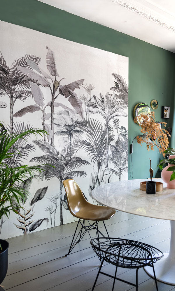 Grey Tropical Landscape Wallpaper Mural - Above the Tropics Design RM9826