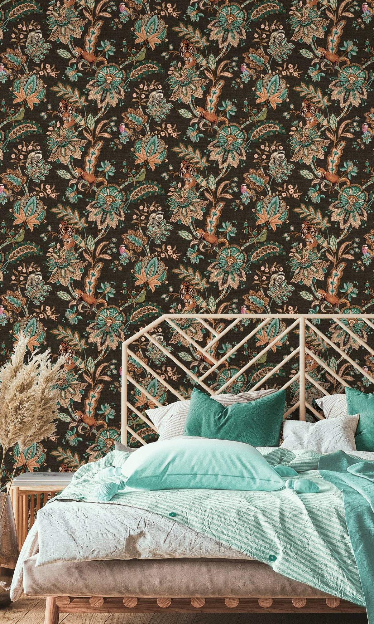Stunning Black Tropical Jungle Foliage Wallpaper R8263 for Home or Office
