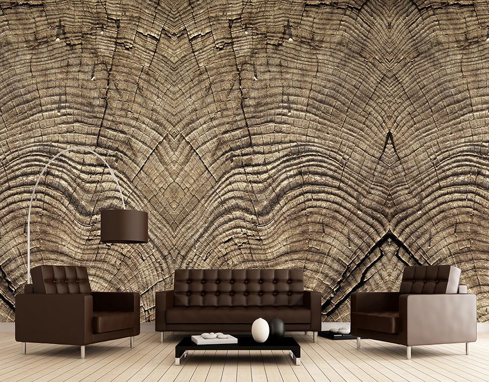 Sample of Warm Grey Stump Rings Digital Mural Wallpaper M8918