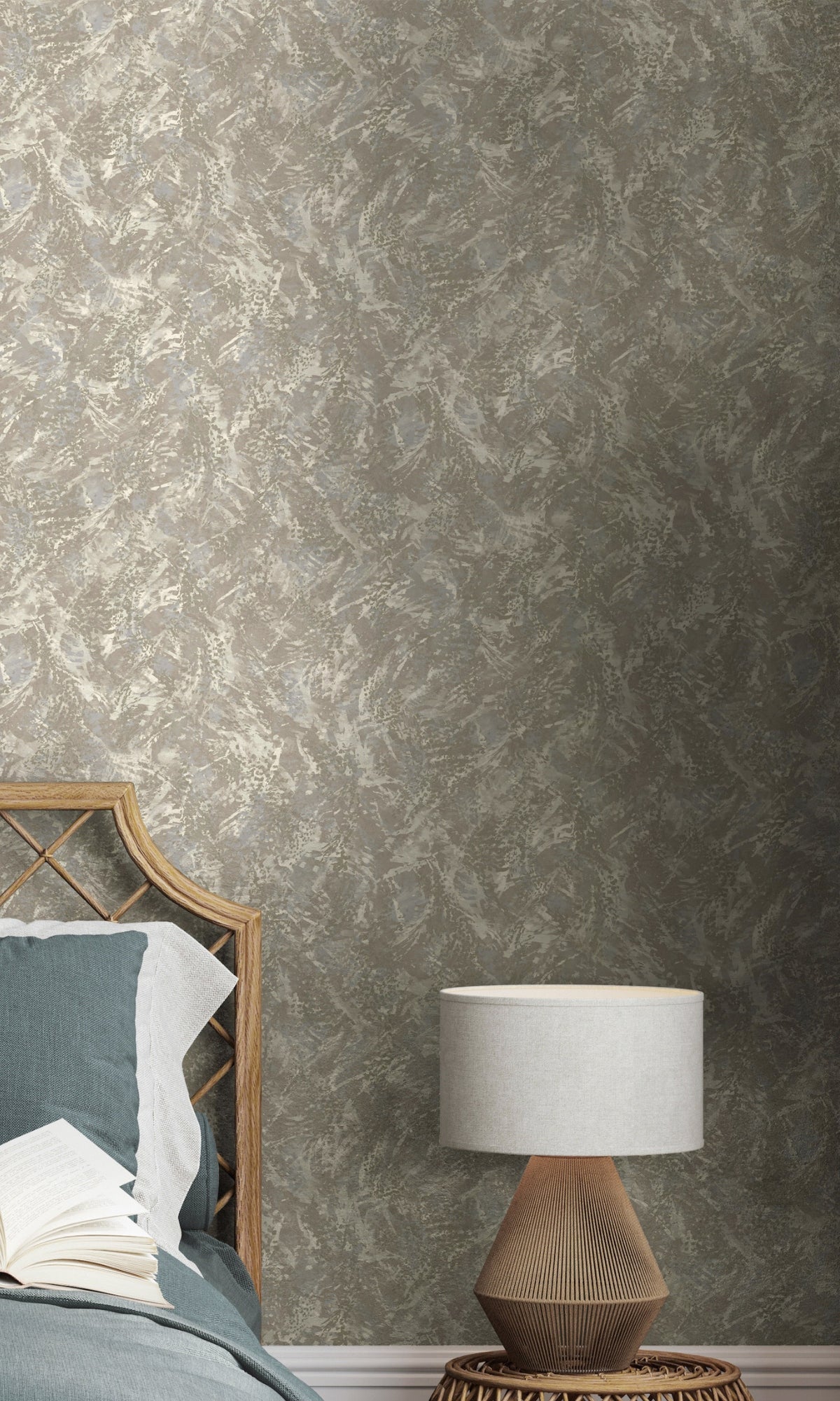 Neutral Abstract Wallpaper with Feather-Like Textured Design R8941 for Interior Decoration