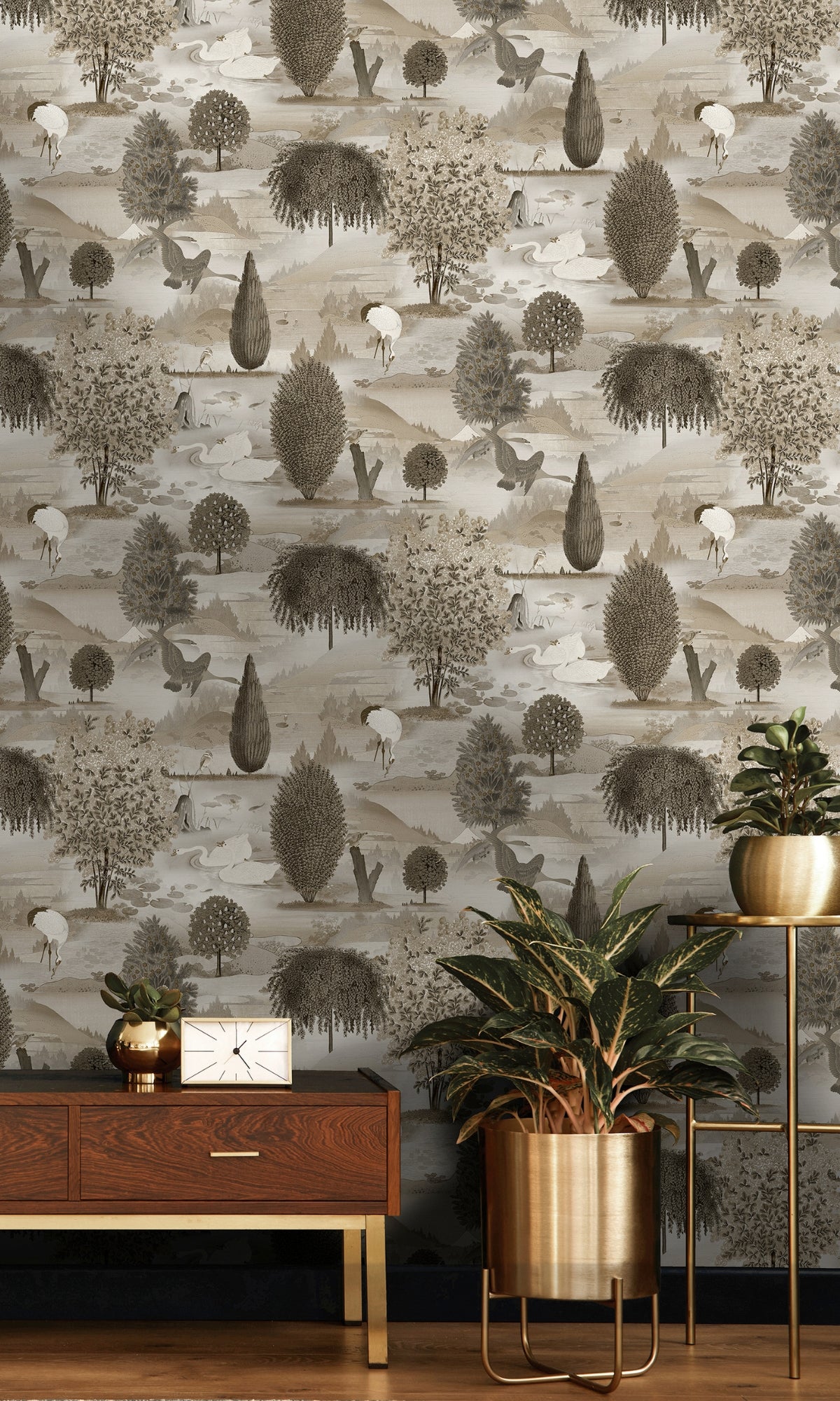 Neutral and Serene Lake Landscape Wallpaper R8276