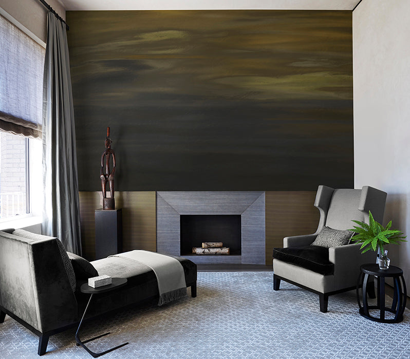 Enchanting Black and Gold Night Sky Wallpaper Mural M1061