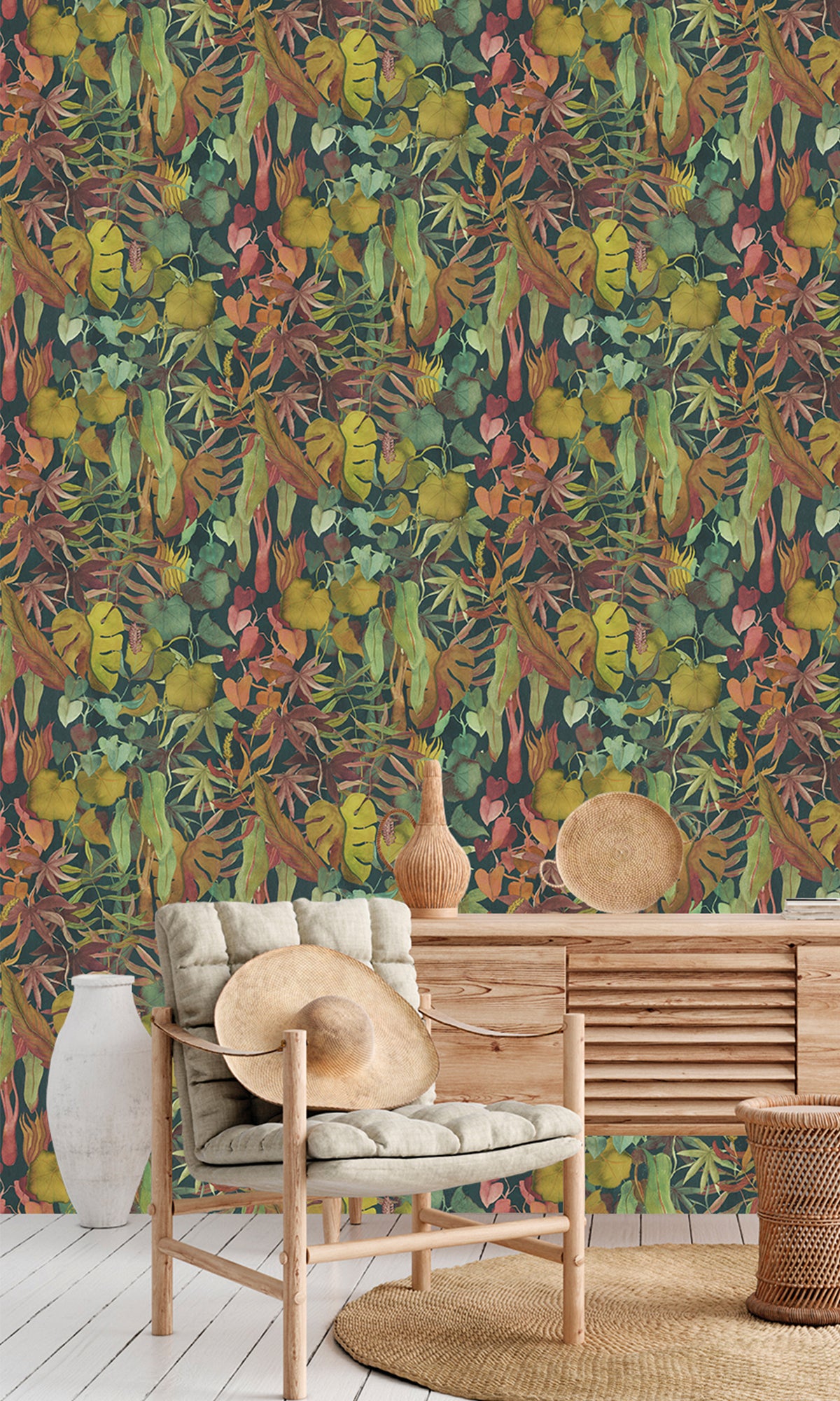 Heron Green Abstract Leaf Pattern Non - woven Wallpaper RM9022 for Home Decor