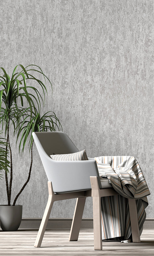 Elegant Grey Weathered Metallic Wall Wallpaper R6495