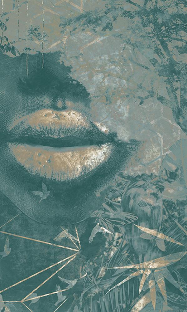 African-Inspired Blue Queen Mural M9468 - Sample