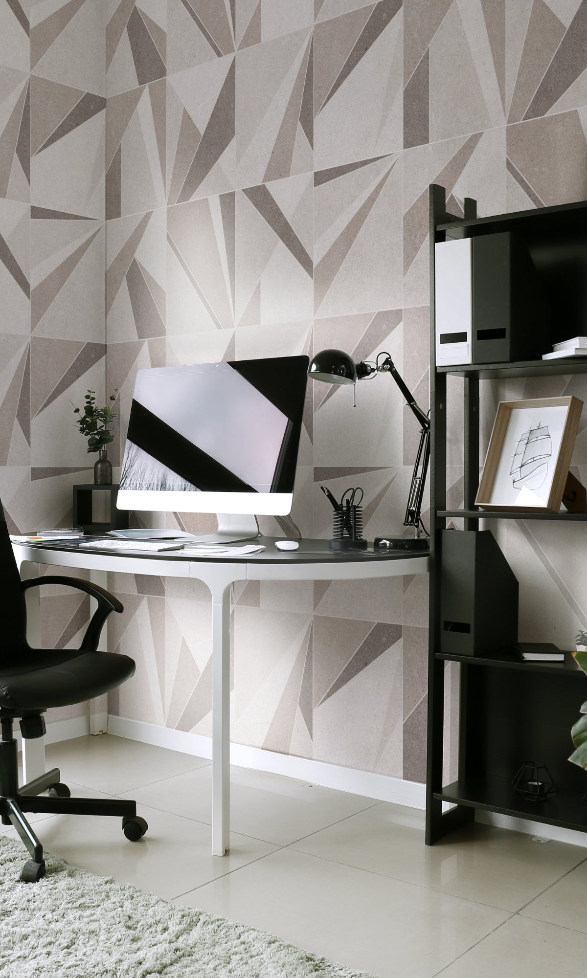 Exquisite Neutral Ceramic Tiles Patterned Mural Wallpaper M1315 for Interior Decoration