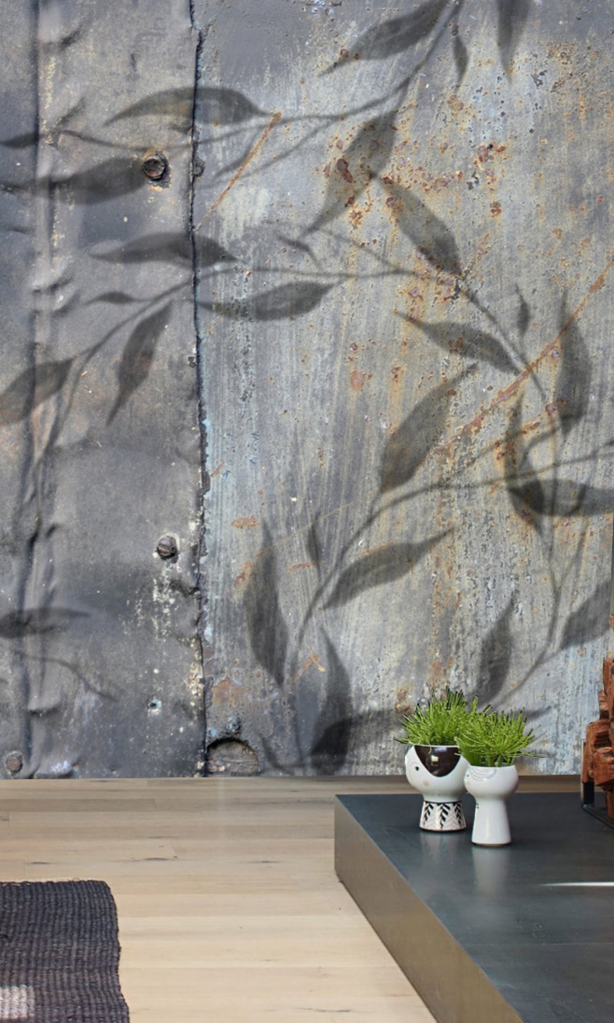 Vintage Gray Shadow Metal Effect Mural Wallpaper M1320 - Timeless Decor Piece