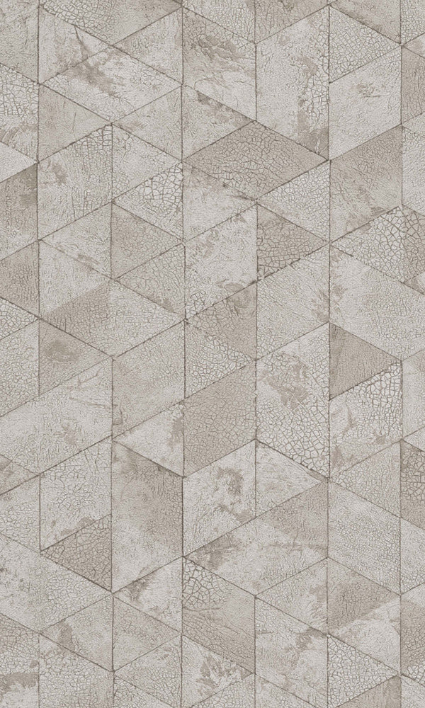 Pale Brown, Raw and Heavily Cracked Geometric Pattern Scandinavian Style Wallpaper R5744