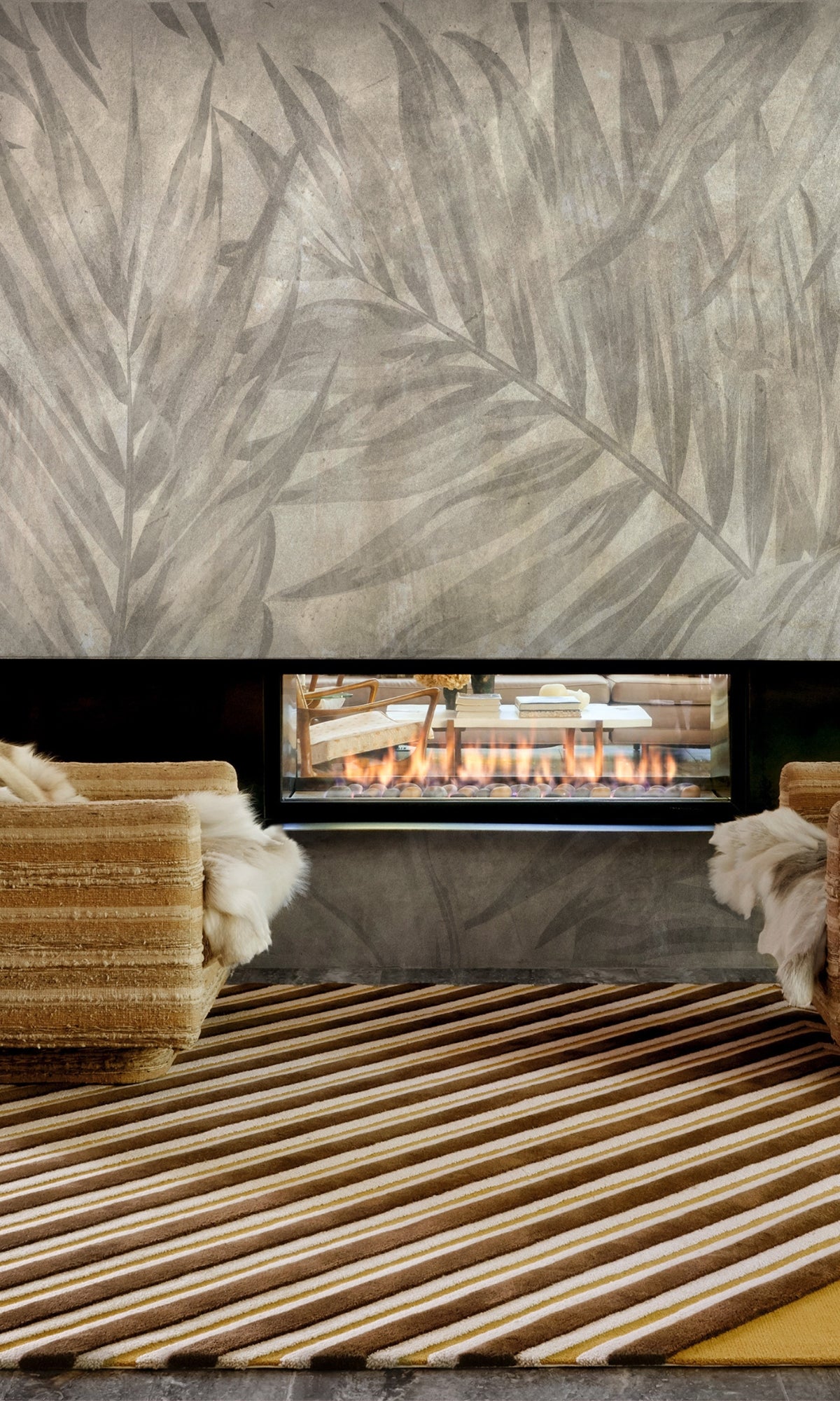 Exquisite Monochromatic Gray Palm Leaves Design Mural Wallpaper M1242 for Interior Decor
