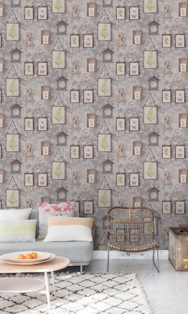 Grey Colored Decorative Artificial Wall Wallpaper R6643 for Contemporary Living Spaces