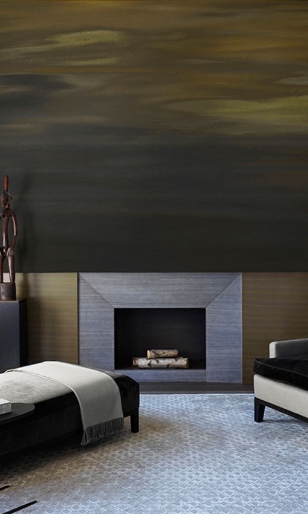 Enchanting Black and Gold Night Sky Wallpaper Mural M1061