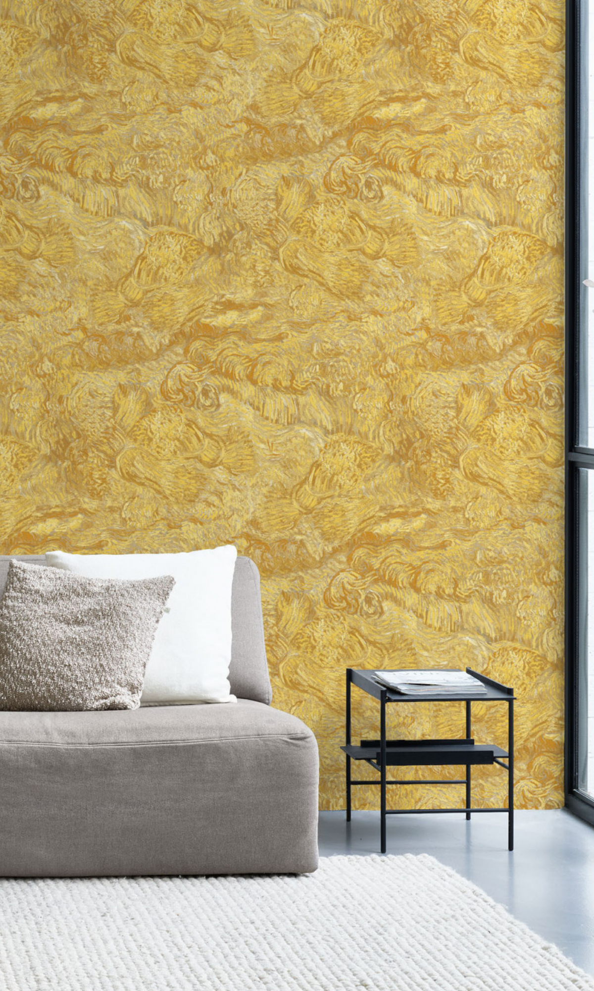 Abstract Ochre Wallpaper Resembling a Wheatfield - Style R2800
