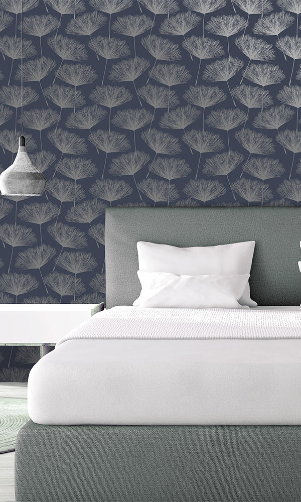 Navy Blue Floating Dream Wall Decor Wallpaper R7307 - Ideal for Bedroom Ambiance