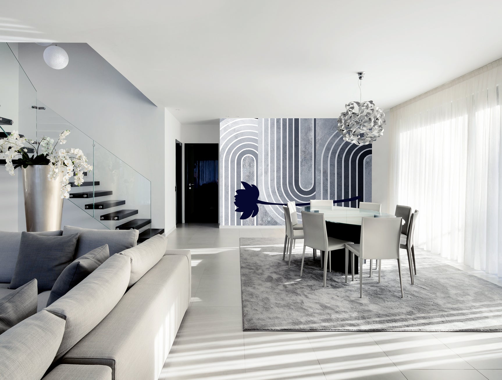 High - Quality Gray Minimalist Design Wall Mural Wallpaper M1352