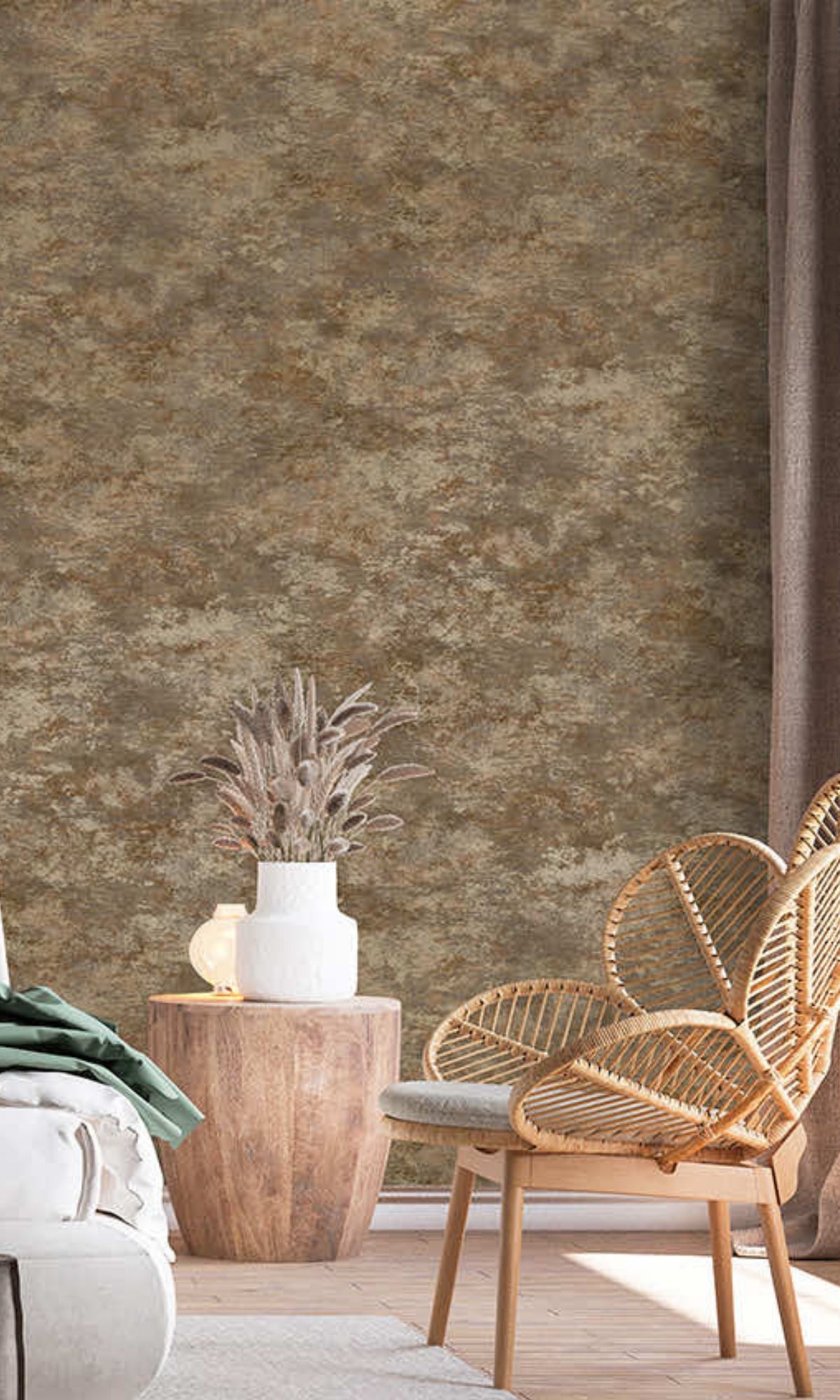 Stunning Burnt Orange Rusty Metallic Plain Wall Decor Wallpaper R8408