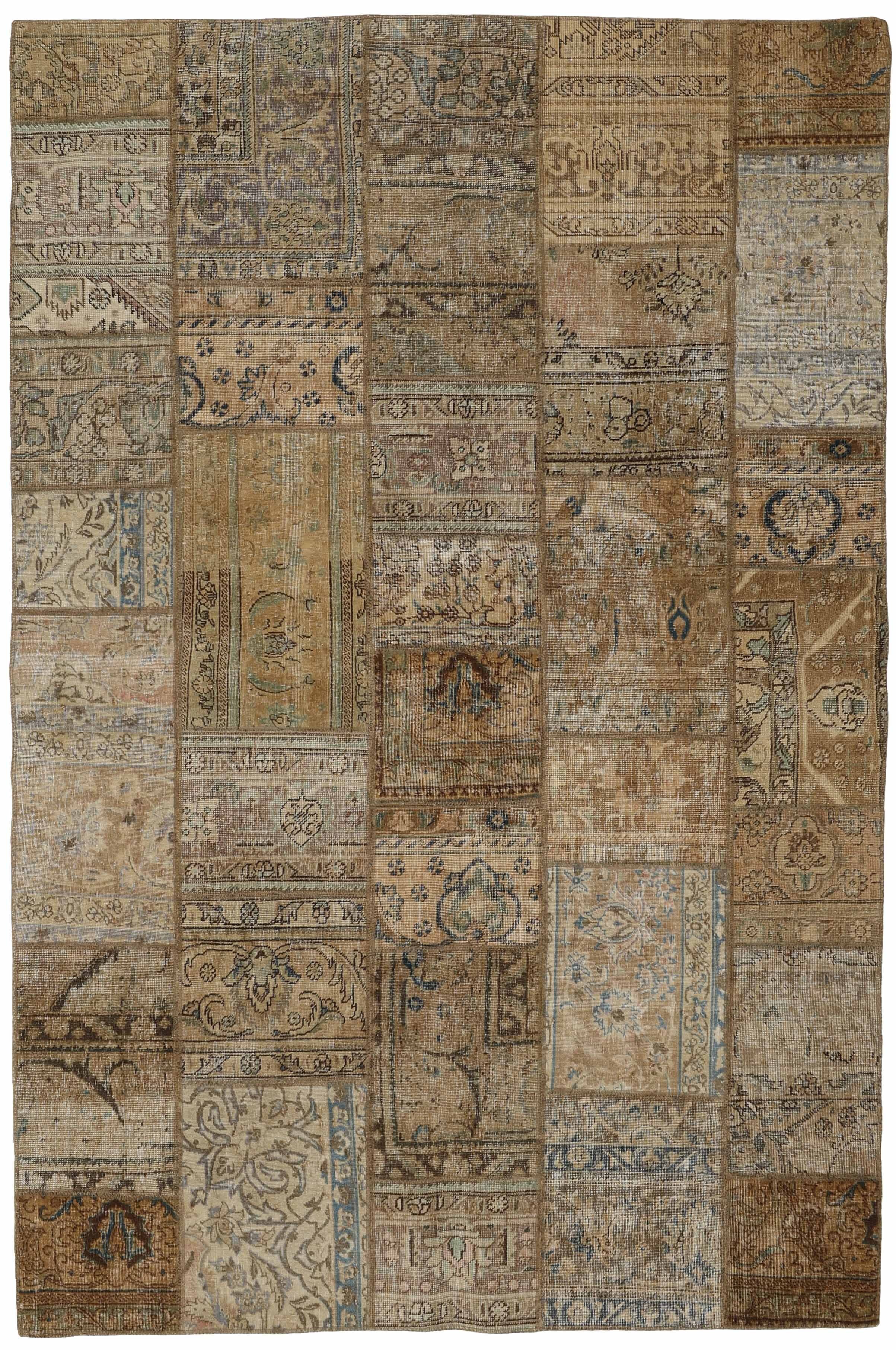 Unique Vintage Persian Hand-Knotted Patchwork Rugs - 200 cm x 302 cm