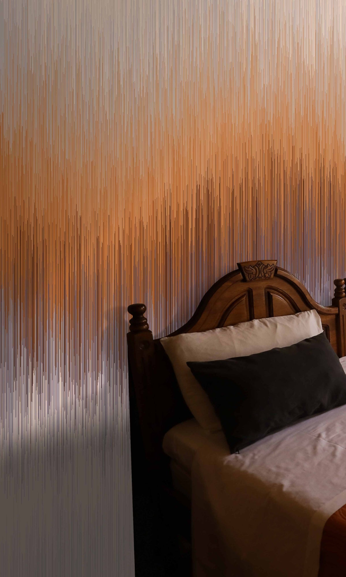 Elegant Neutral and Fiery Orange Ancient - Style Weaving Mural Wallpaper M1396