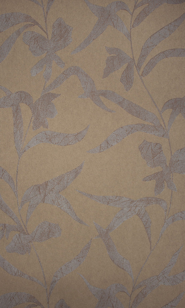 Stylish Brown and Purple Leaf Silhouette Decorative Wallpaper R6979
