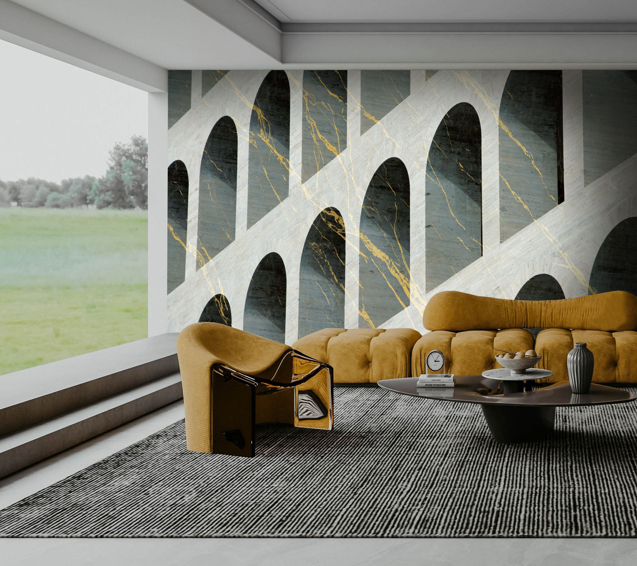 Elegant Neutral Palazzo Della Style Mural Wallpaper M1367 for Stunning Interiors