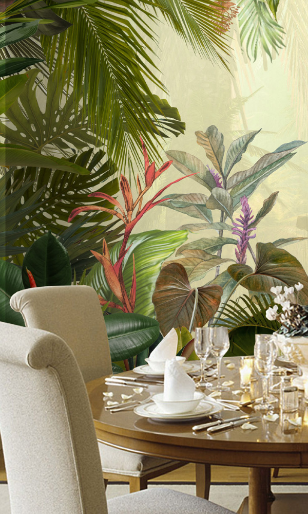 Exquisite Green Tropical Paradise Scenery Wallpaper Mural M9989 - Sample for Interior Decoration