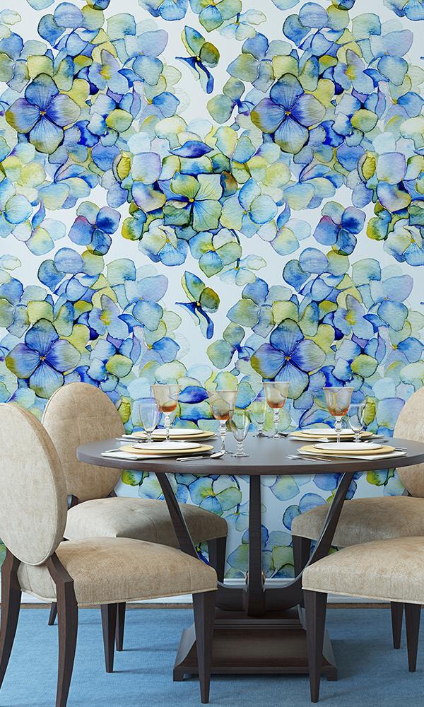 Exquisite Watercolor Floral Burst Wall Mural - Sample M9306