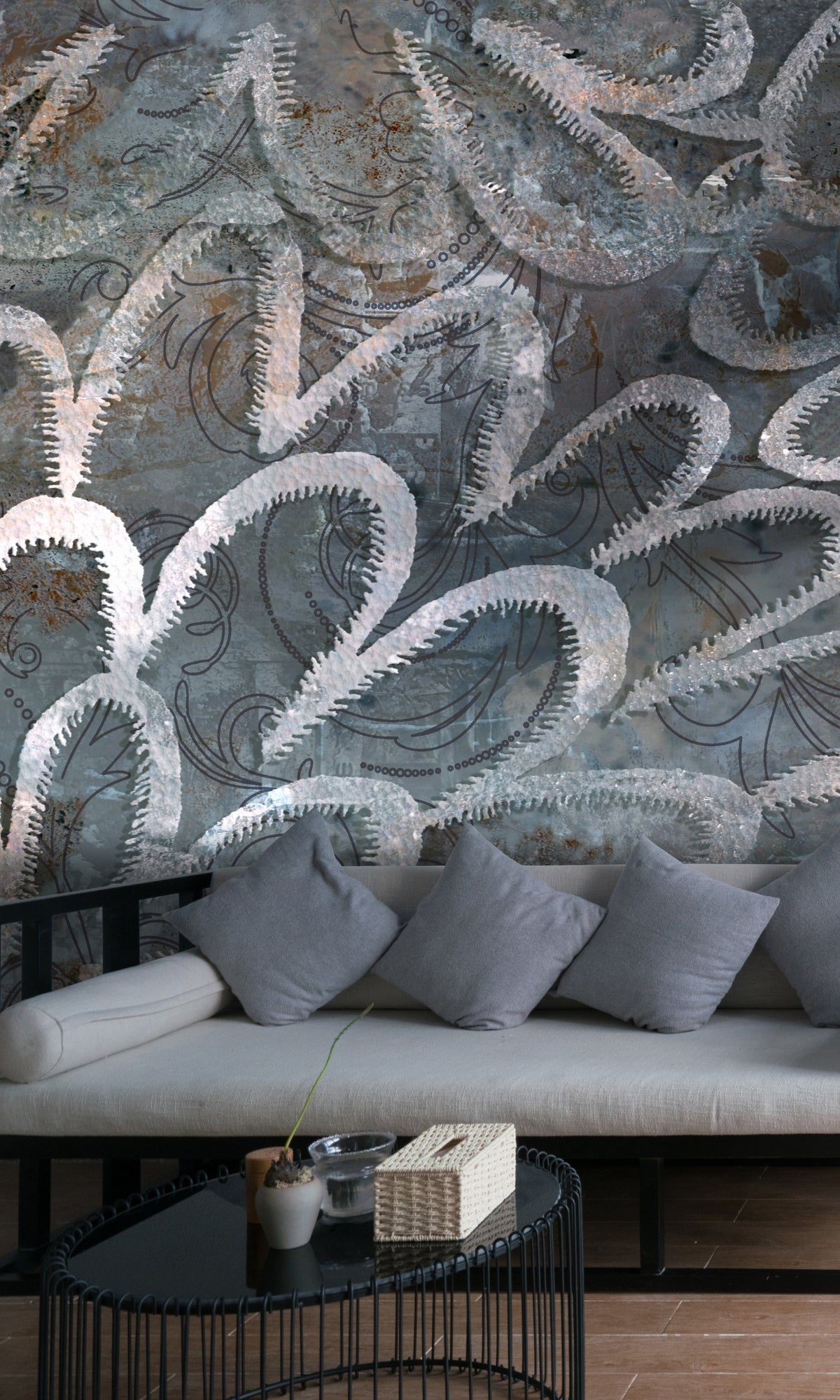 Stylish Gray Metallic Decorative Mural Wallpaper for Modern Interiors