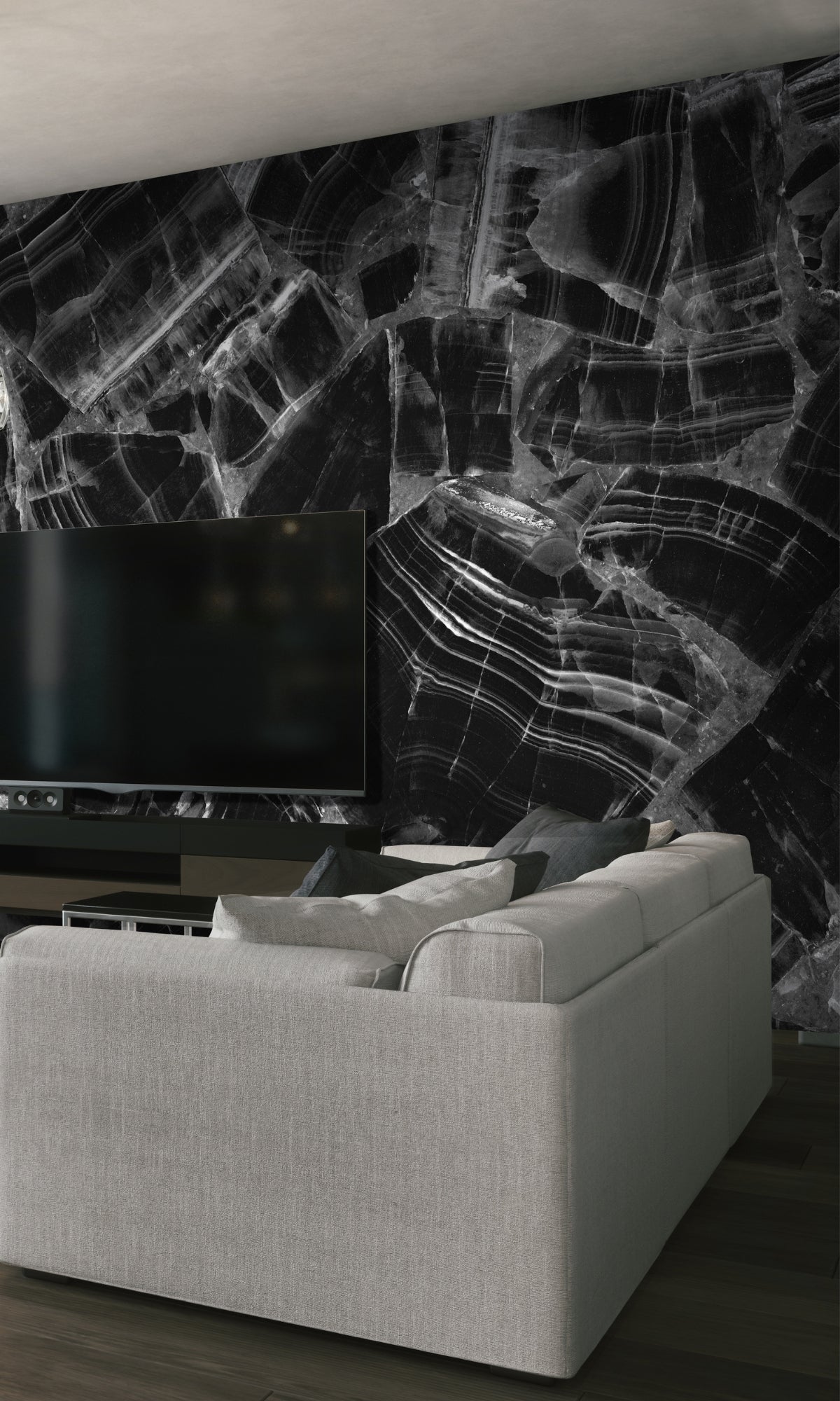 Exquisite Black and White Marble Patterned Mural Wallpaper for Interior Decoration - M1377