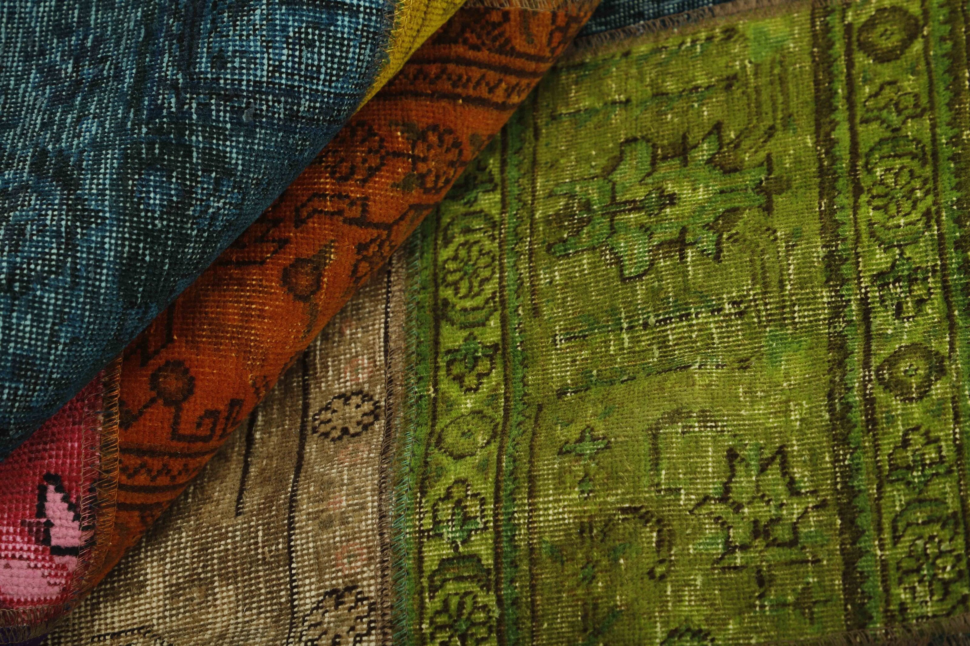 Exquisite Vintage Persian Hand-Knotted Patchwork Rugs 202 cm x 253 cm