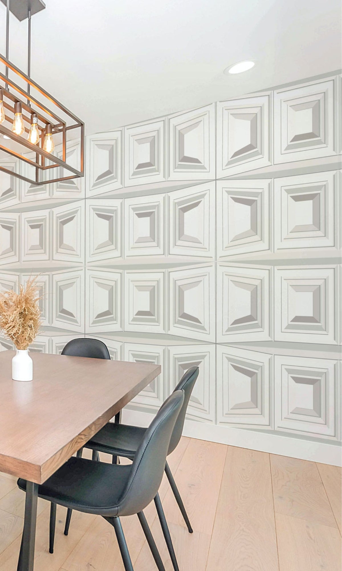 Stylish Black and White Geometric Square Design Digital Mural Wallpaper M1274 for Home Decor