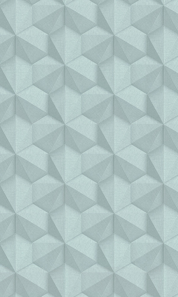 Blue Contemporary Tri-Hexagonal Geometric Wallpaper R6393 for Living Spaces