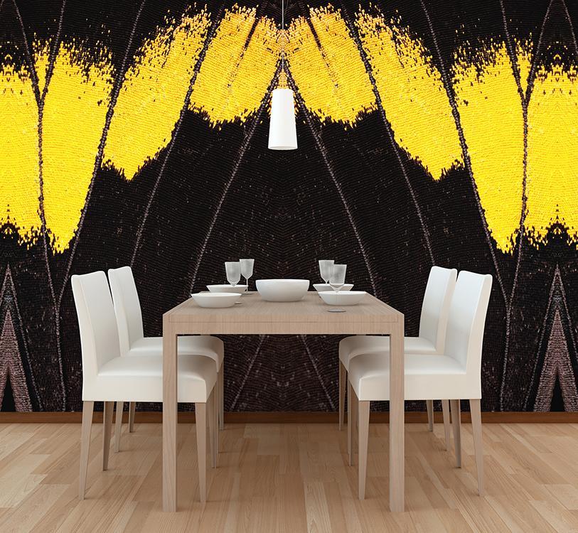 Ochre Wing Patterned Mural M8939 - Decorative Sample for Interior Design
