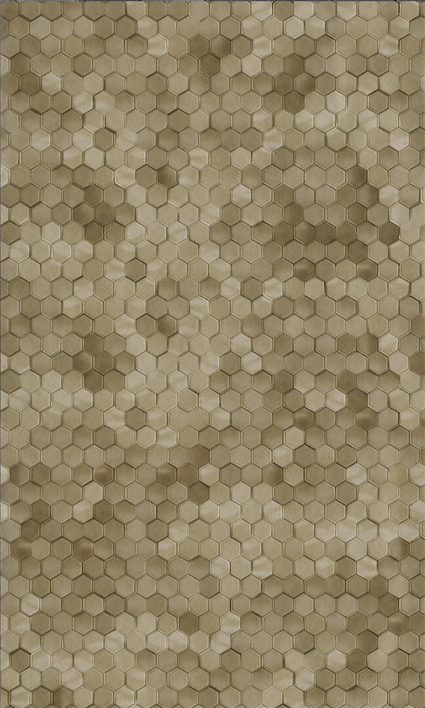 Contemporary Brown Geometric Wallpaper with Shimmering Hexagon Pattern R5682