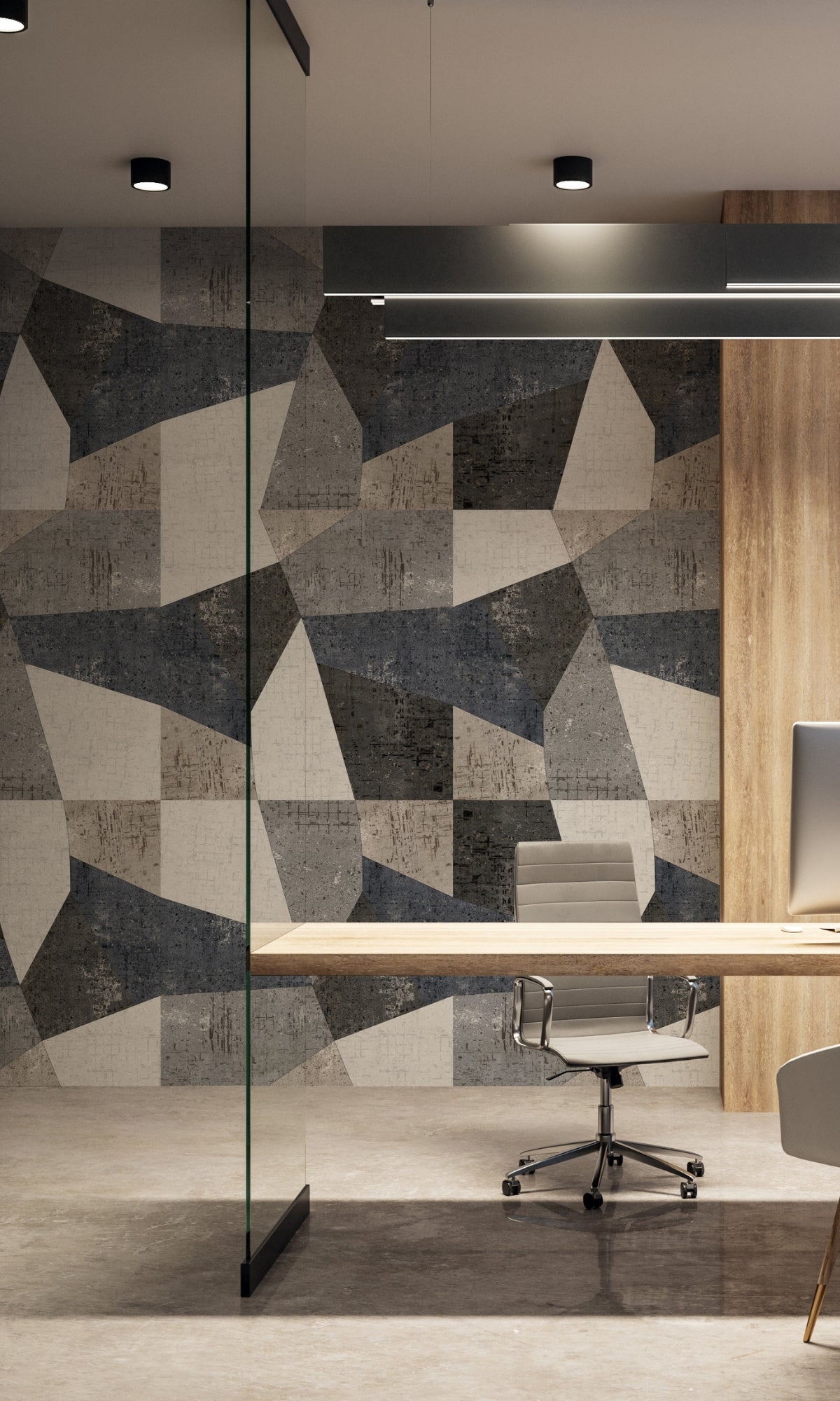 Stylish Gray Geometric Pattern Tiles - Inspired Mural Wallpaper M1341