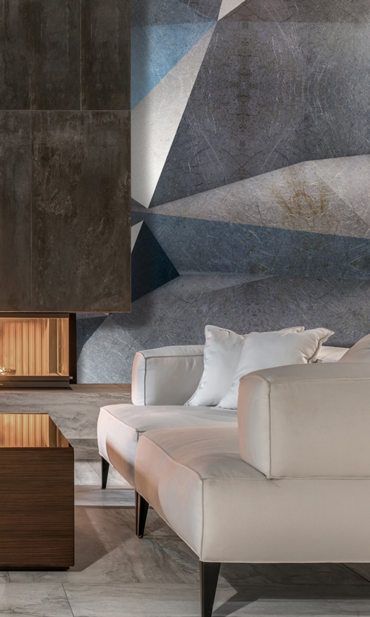 Vintage Style Neutral Gray Uneven Metal Mural Wallpaper M1336