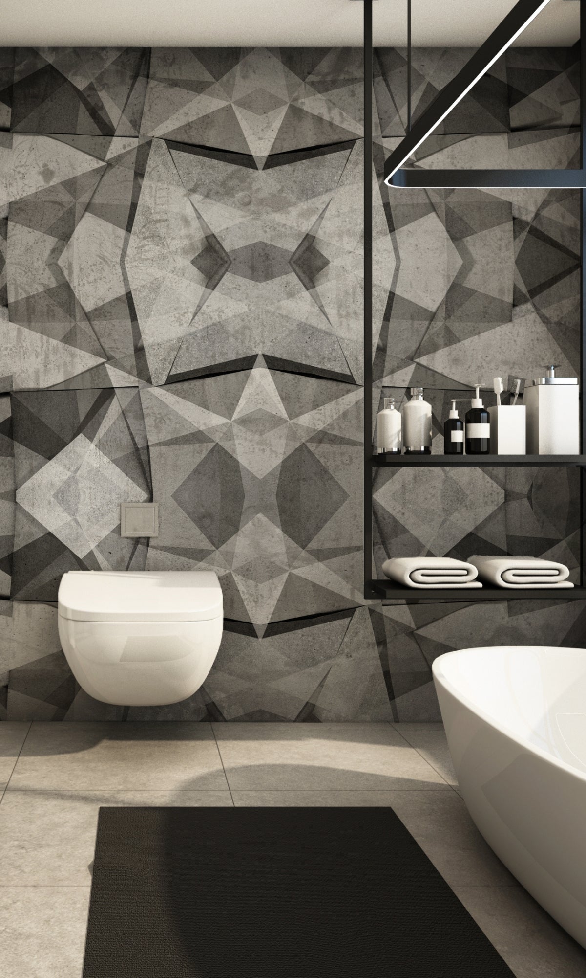 Stylish Gray and Neutral Triangular Patterns Mural Wallpaper M1330