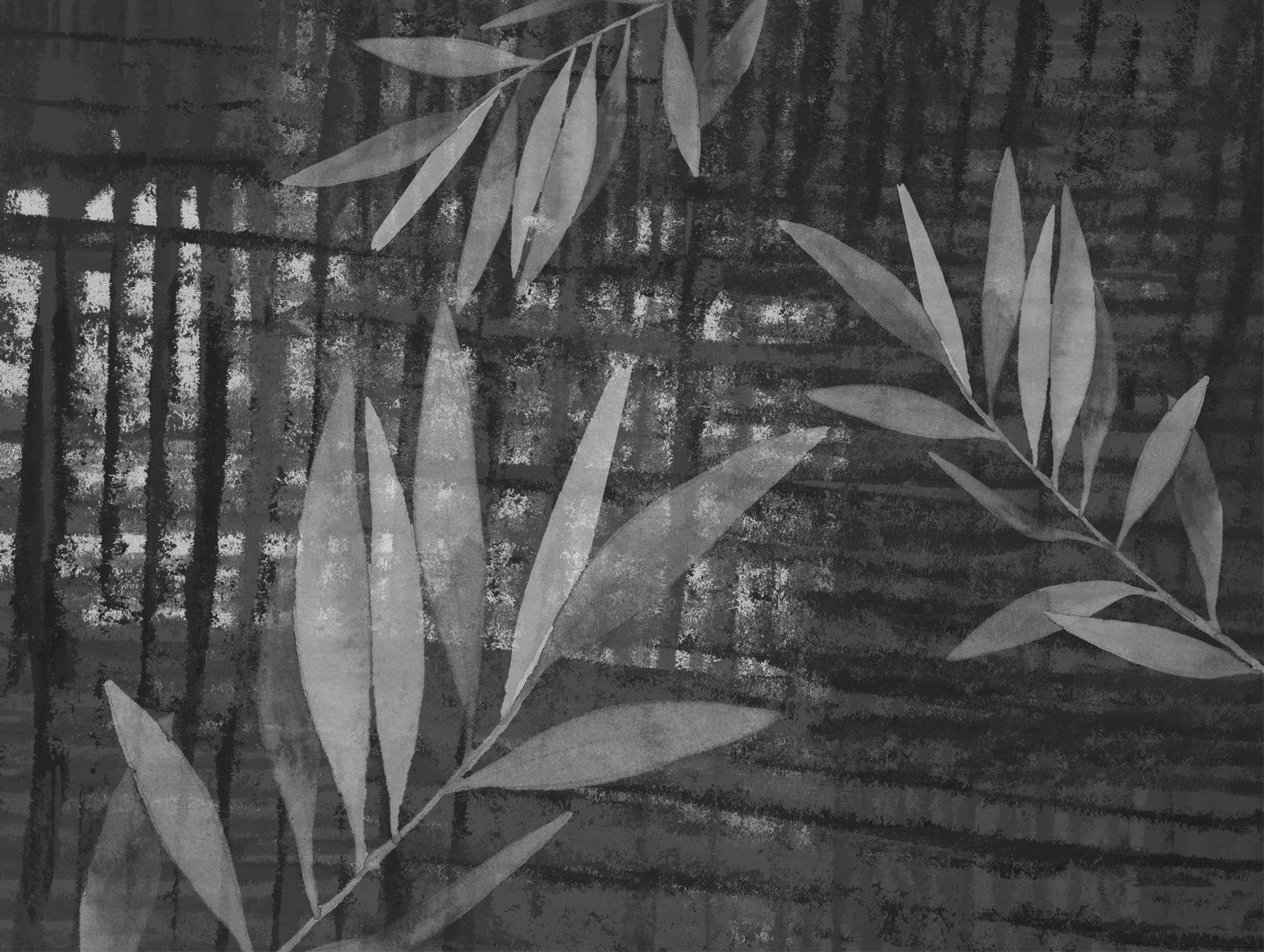 Stunning Black and White Leaf Pattern Metal Mural Wallpaper - Ideal for Interior Decoration, Model M1321