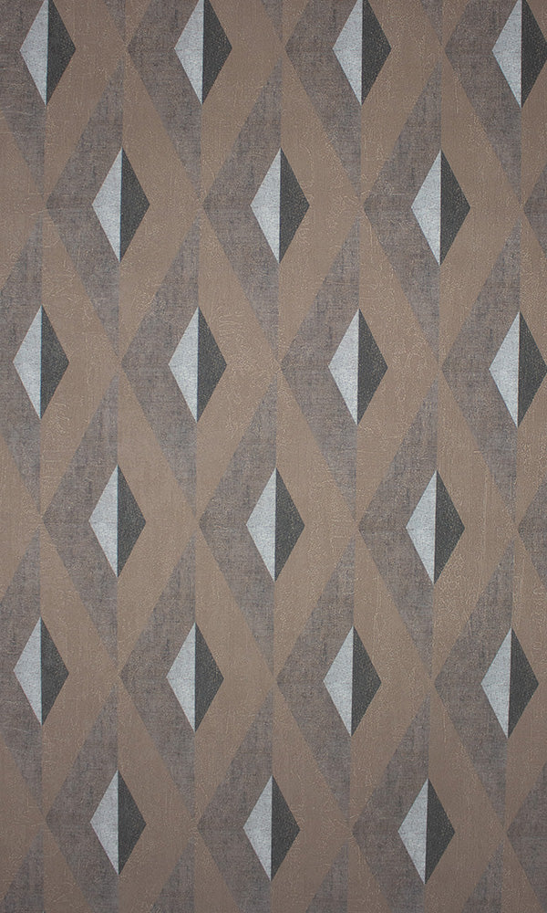 Stylish Brown Metallic Diamond Pattern Wallpaper R6985