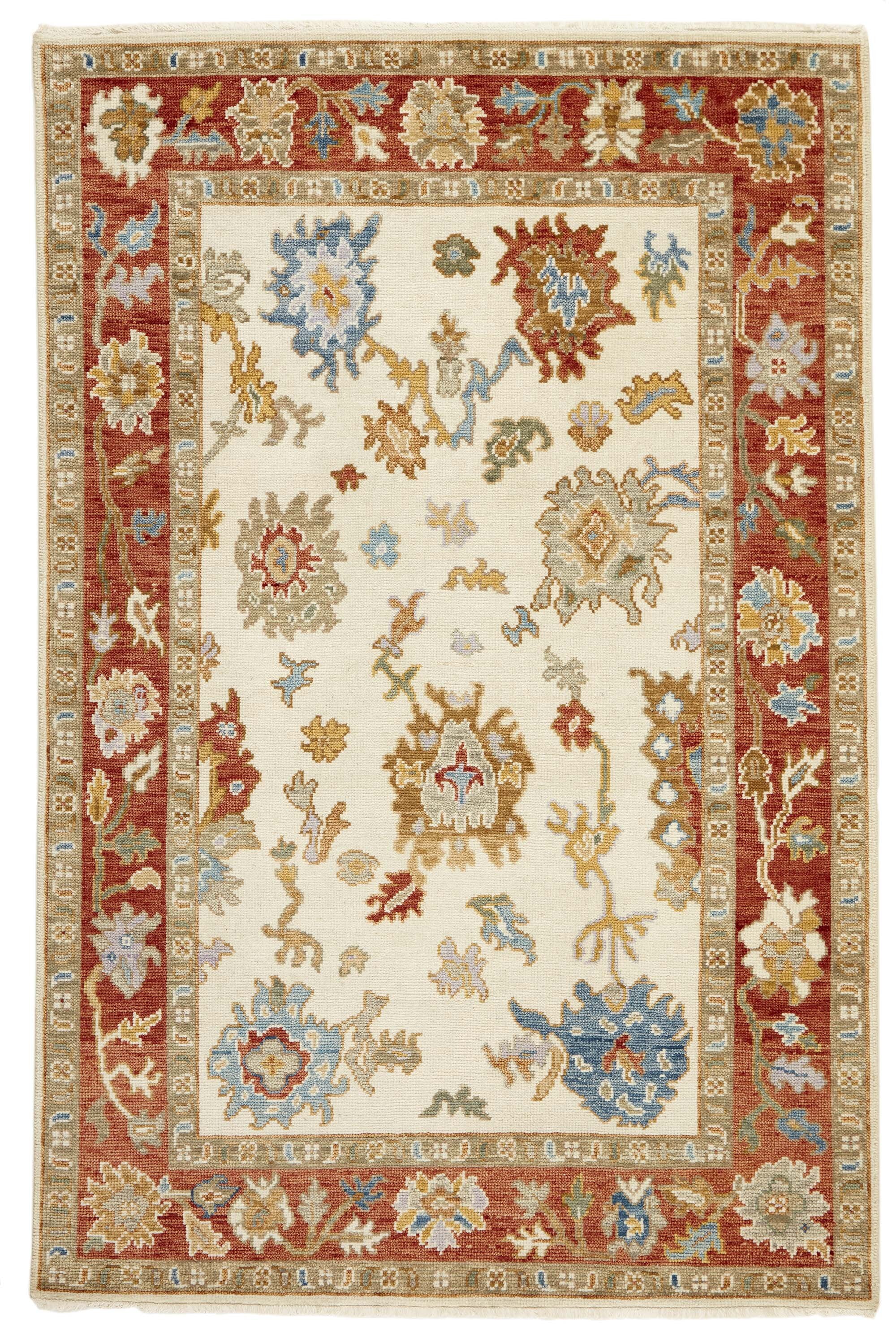 Authentic Hand - Knotted Turkish - Inspired Oushak Wool Area Rugs with Indian Craftsmanship, Measuring 300 cm x 400 cm