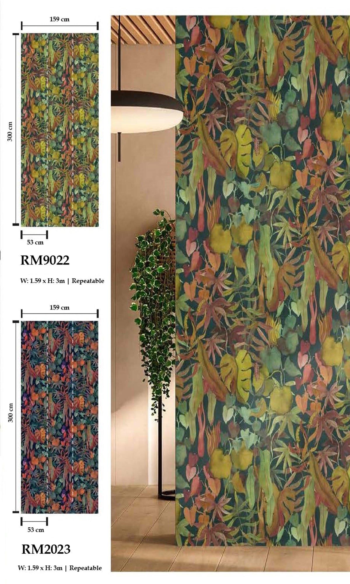 Heron Green Abstract Leaf Pattern Non - woven Wallpaper RM9022 for Home Decor
