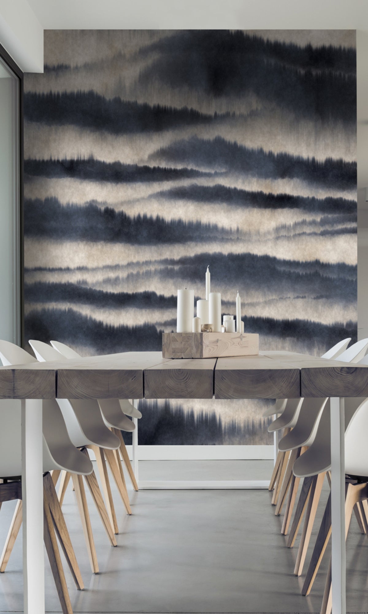 High - Quality Blue Abstract Mountain Scene Mural Wallpaper M1374
