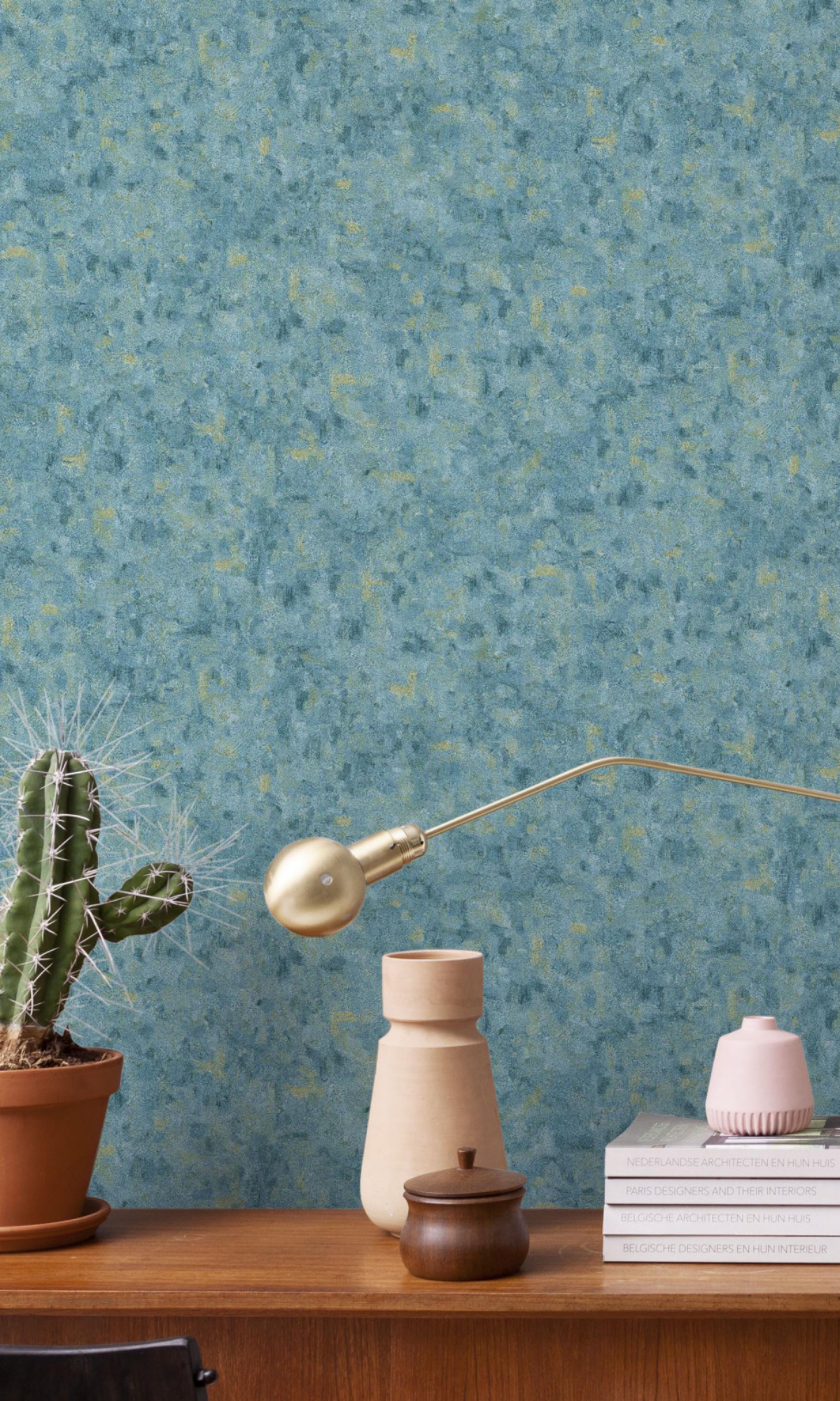 Stunning Blue and Yellow Multicolor Textured Paint Wallpaper R5991