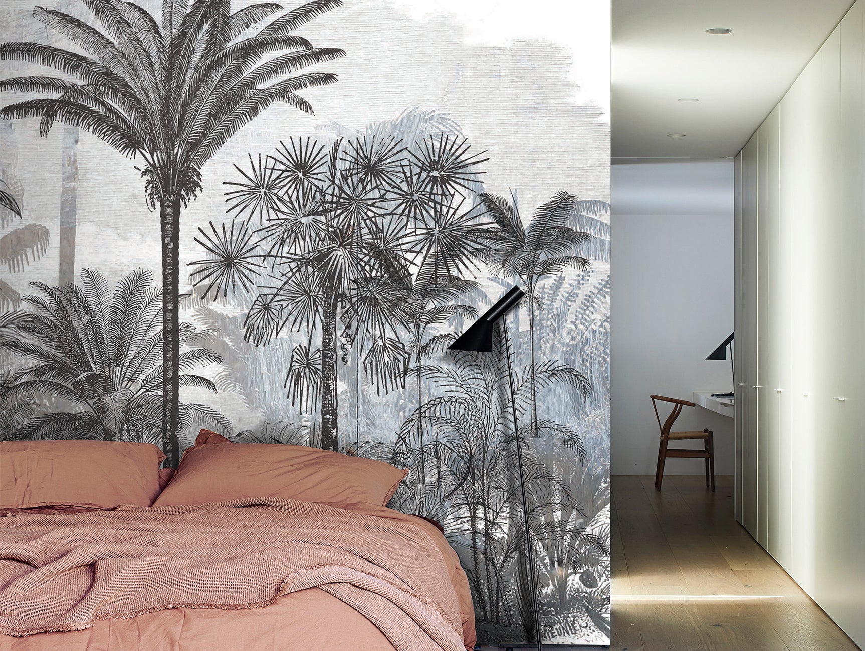 Exquisite Gray Dense Forest Landscape Mural Wallpaper M1176